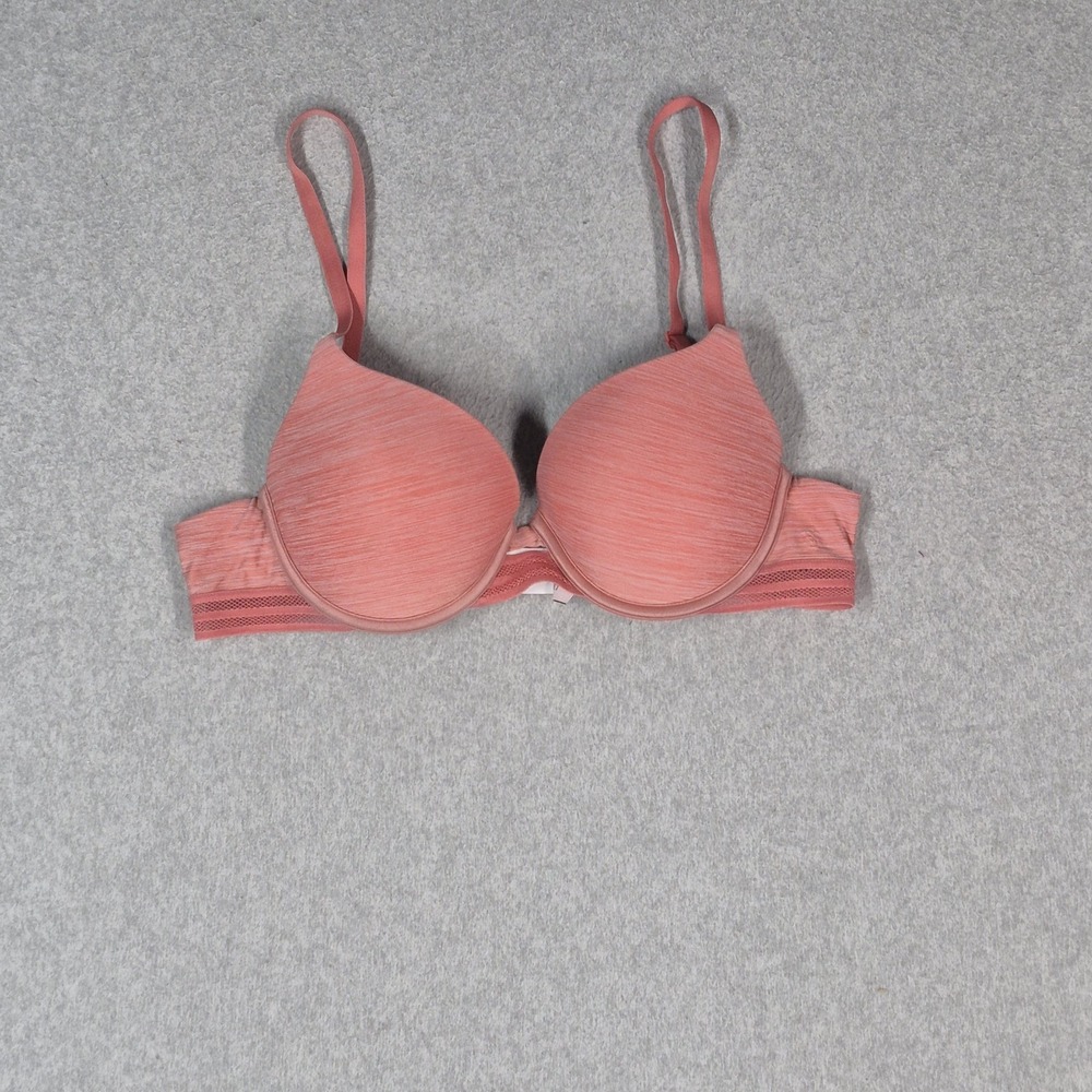 Victoria's Secret Women Bra 36B Pink Perfect Shape T Shirt Underwired Lace READ